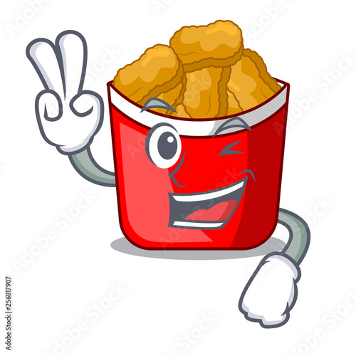 Two finger Chicken nuggets on above cartoon plate