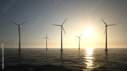 Wind turbines on sea