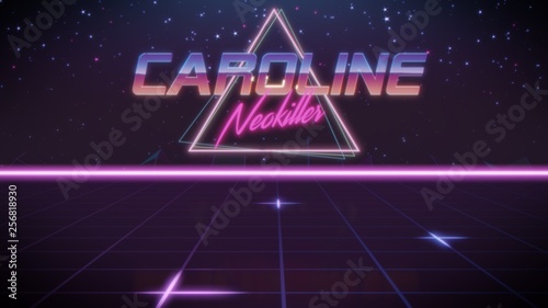 first name Caroline in synthwave style