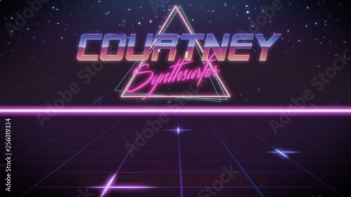 first name Courtney in synthwave style photo