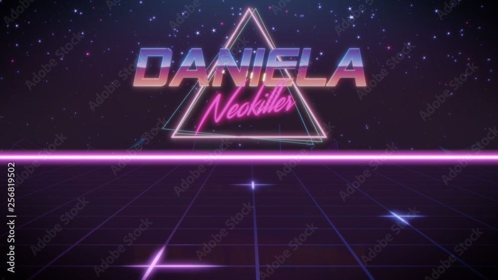 first name Daniela in synthwave style first name Daniela in synthwave style