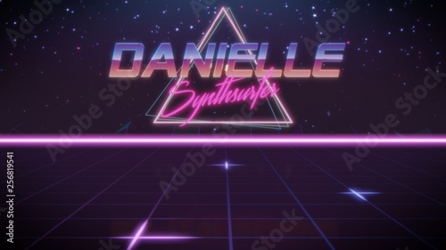 first name Danielle in synthwave style photo