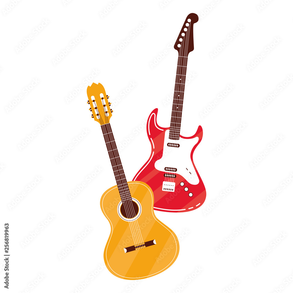 Obraz premium guitar electric and acoustic instruments