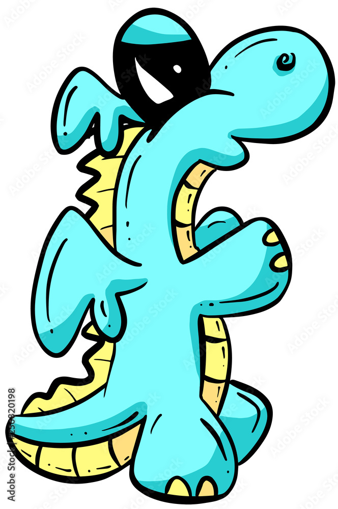 Obraz premium Cute Dragon Dinosaur Cartoon Illustration Character
