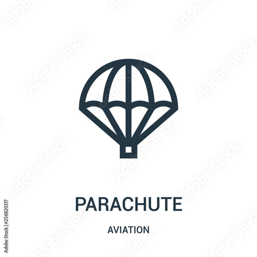 parachute icon vector from aviation collection. Thin line parachute outline icon vector illustration. Linear symbol for use on web and mobile apps, logo, print media.