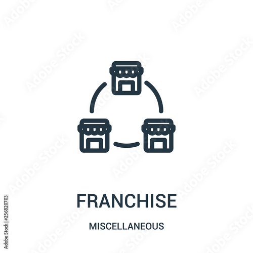 franchise icon vector from miscellaneous collection. Thin line franchise outline icon vector illustration. Linear symbol for use on web and mobile apps, logo, print media.
