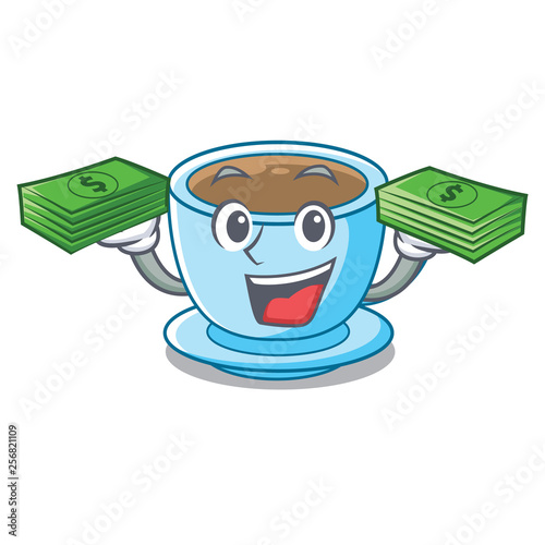 With money bag milk tea in character the shape