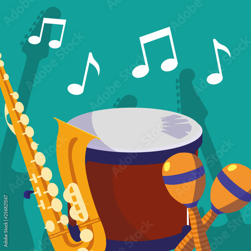 saxophone and timbals instruments musical photo