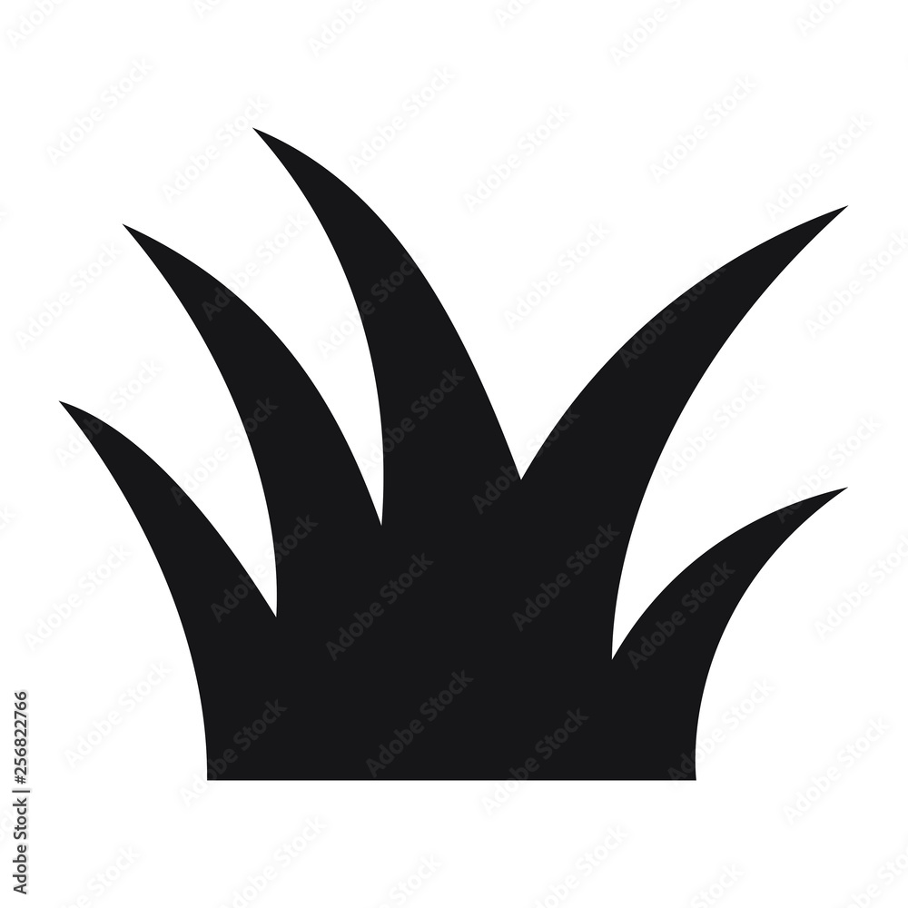 grass icon in a flat design in black color.
