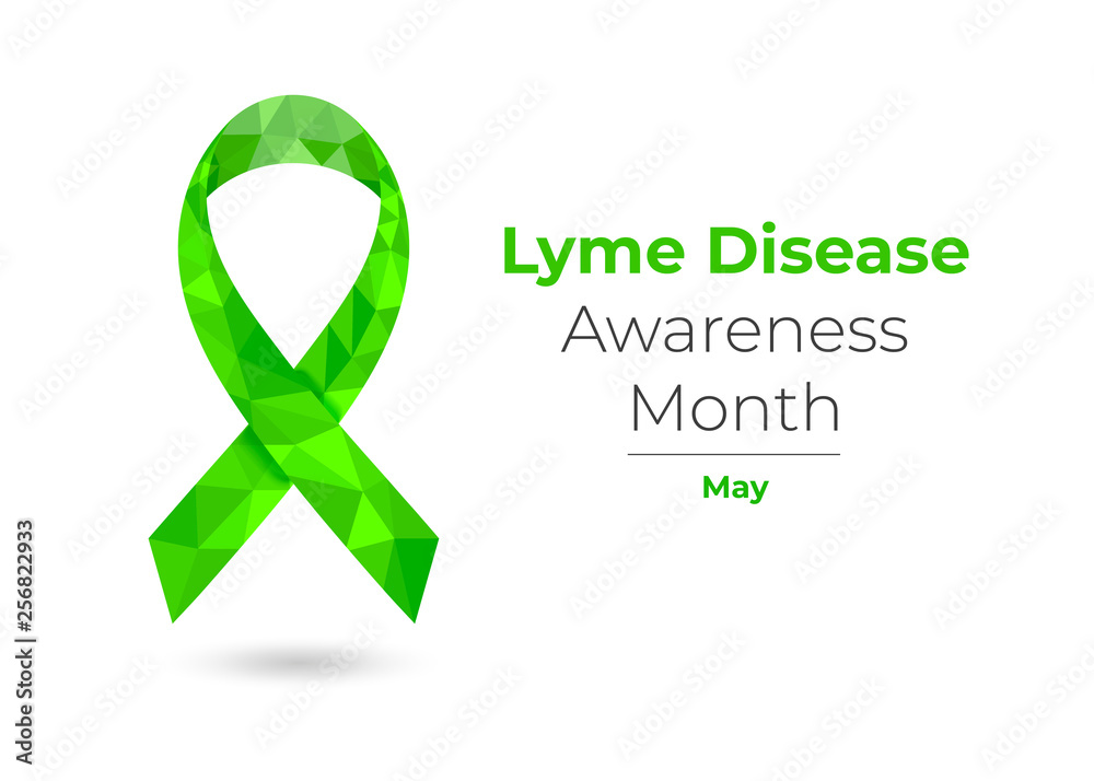 Lime Disease low poly Awareness Month ribbon Lime Disease low poly Awareness Month ribbon