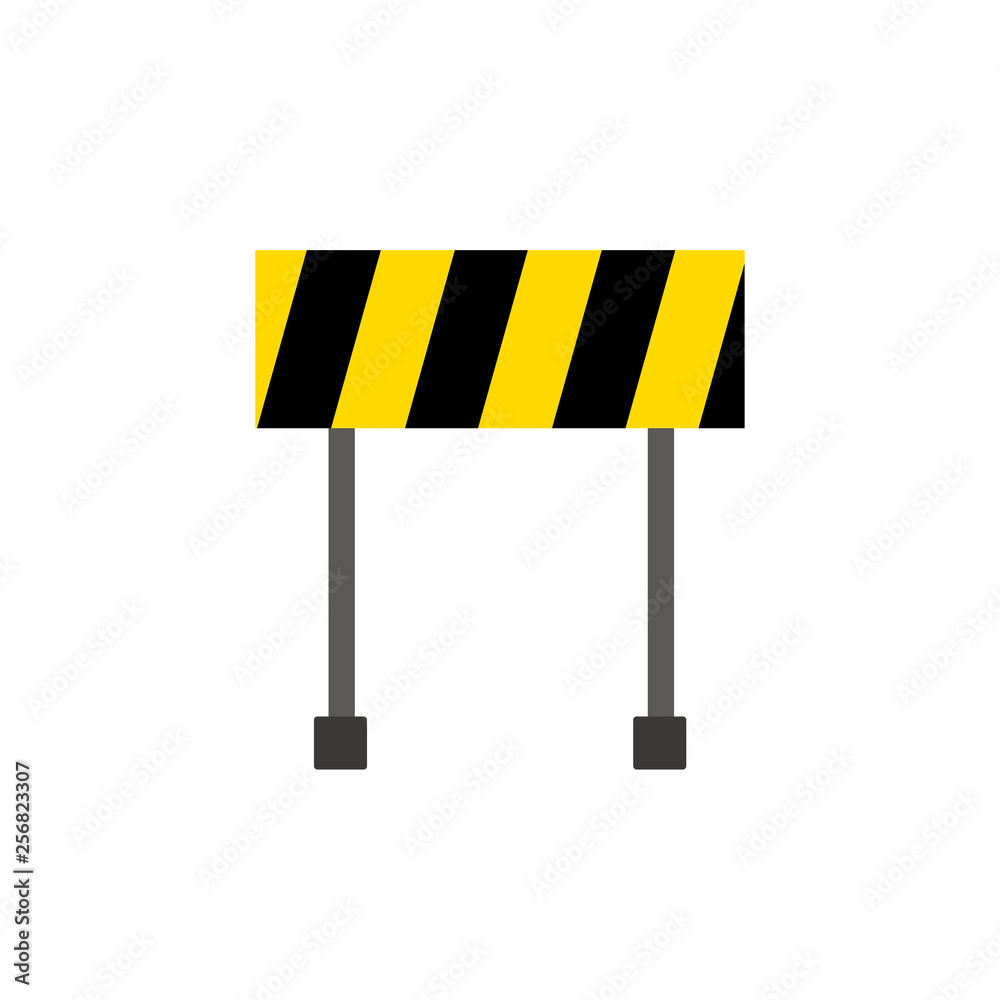 Flat icon of a yellow barrier with oblique black lines Flat icon of a yellow barrier with oblique black lines