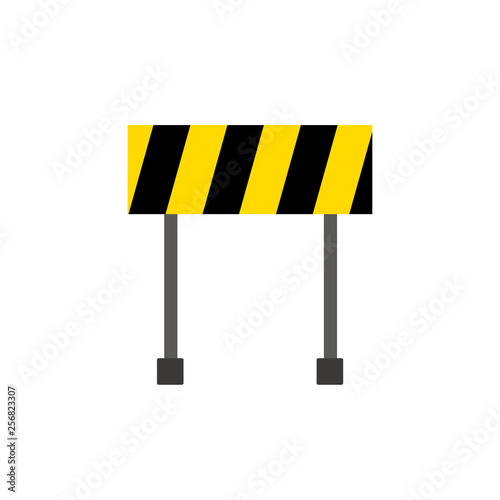 Flat icon of a yellow barrier with oblique black lines