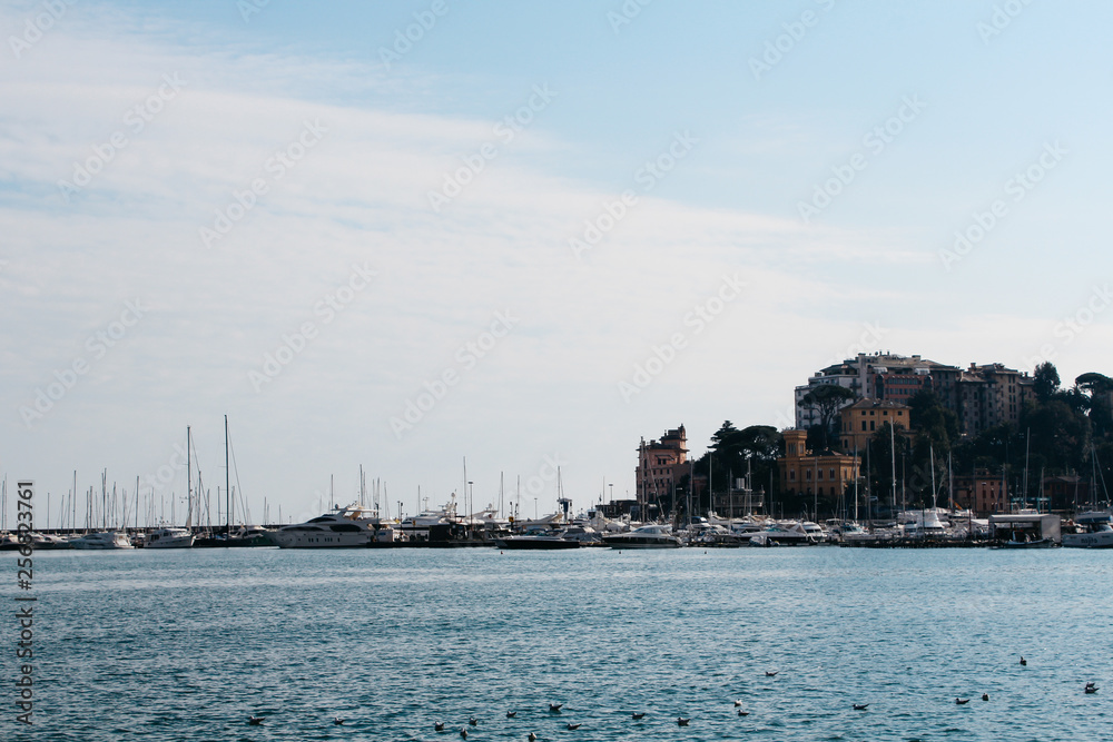Rapallo, Italy - 03 27 2013: View of the streets of a resort town Rapallo. Rapallo, Italy - 03 27 2013: View of the streets of a resort town Rapallo.