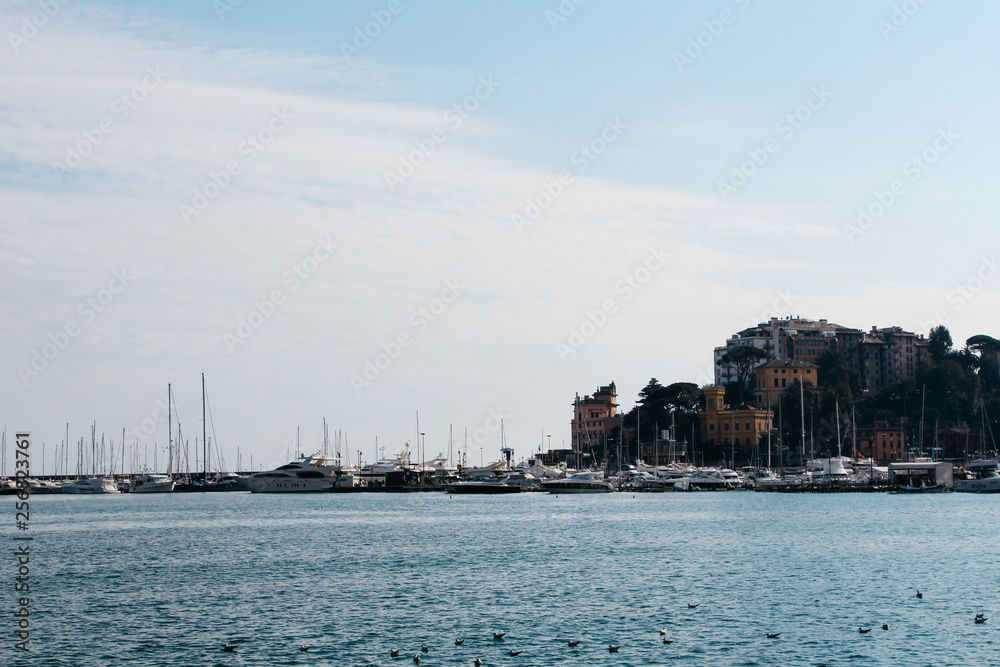 Rapallo, Italy - 03 27 2013: View of the streets of a resort town Rapallo.