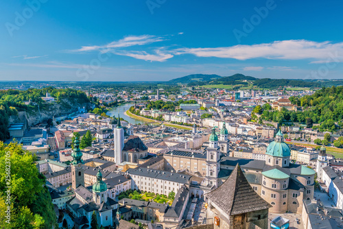 Beautiful view of Salzburg city skyline in the summer