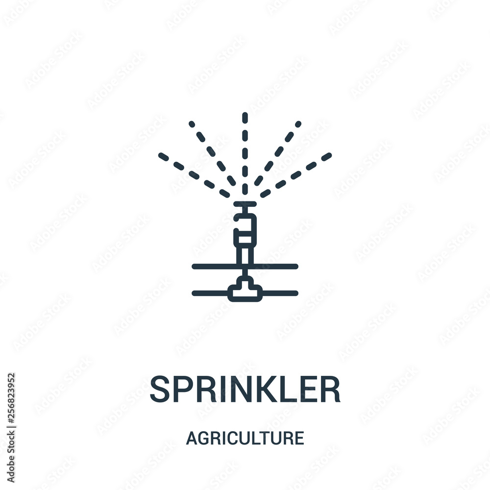 sprinkler icon vector from agriculture collection. Thin line sprinkler outline icon vector illustration. Linear symbol for use on web and mobile apps, logo, print media. - obrazy, fototapety, plakaty 