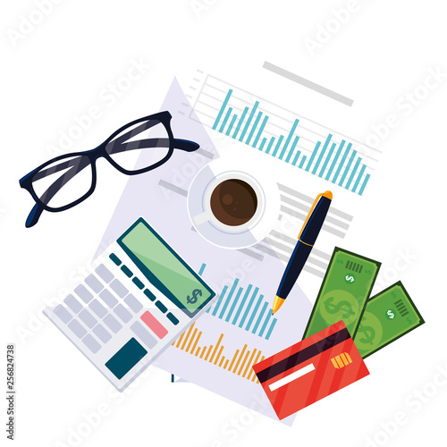 office supplies and financial documents