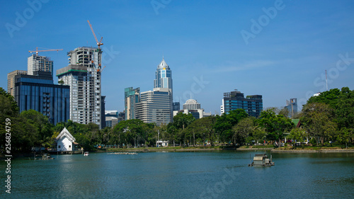 beautiful Lumpini Park in Silom district  Bangkok  Thailand