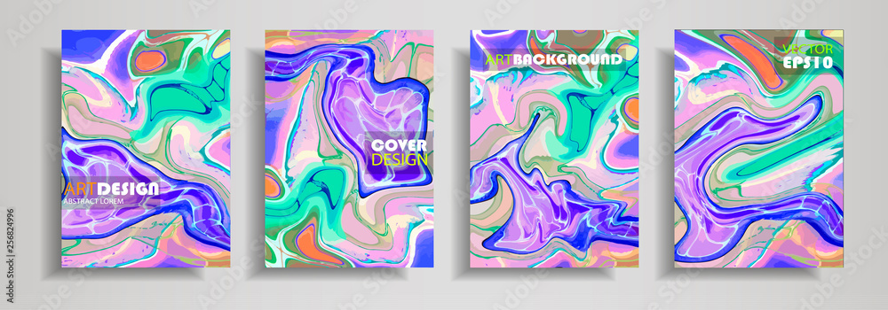 Modern design A4.Abstract multicolor marble texture of colored bright liquid paints. Splash trends paints. Used design presentations, print, flyer, business cards, invitations, calendars, sites.
