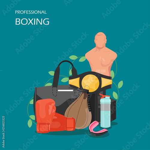 Professional boxing vector flat style design illustration