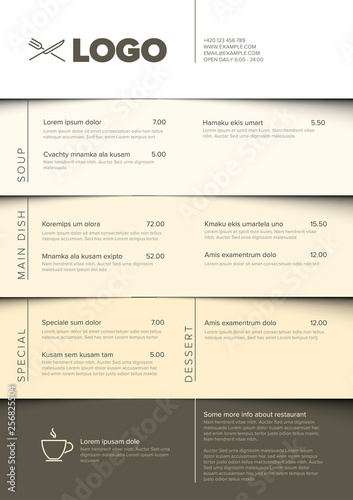 Modern minimalistic restaurant menu template