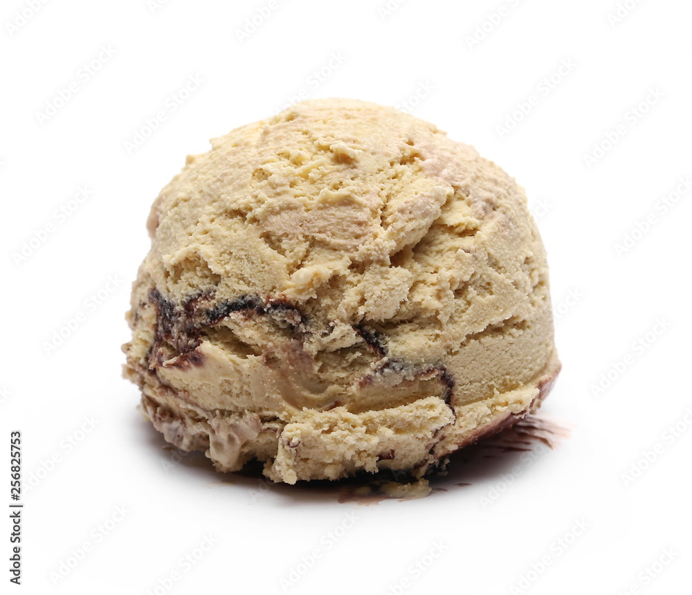 Obraz premium Vanilla and chocolate ice cream ball isolated on white background