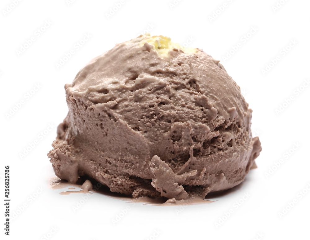 Chocolate ice cream ball isolated on white background