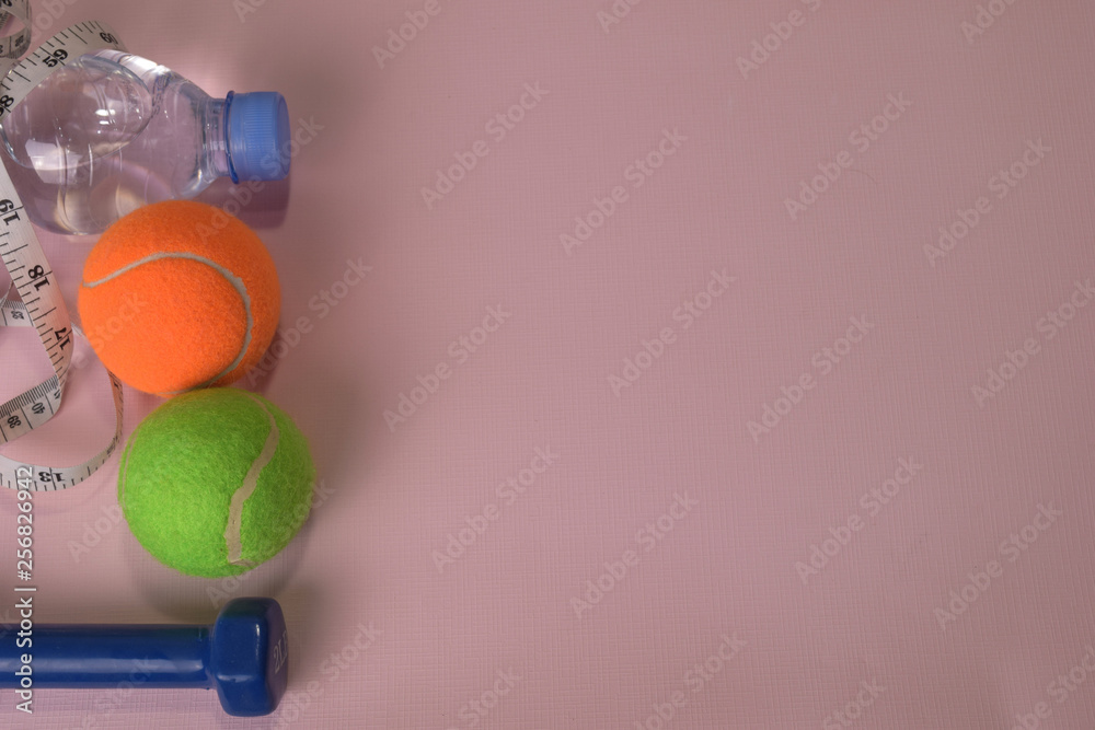 Fitness concept with dumbbells and water bottle. Workout inspiration Fitness concept with dumbbells and water bottle. Workout inspiration