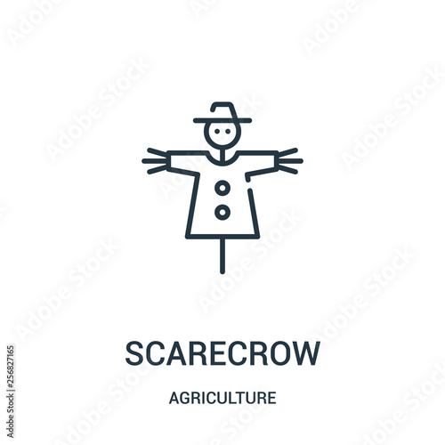 scarecrow icon vector from agriculture collection. Thin line scarecrow outline icon vector illustration. Linear symbol for use on web and mobile apps, logo, print media.