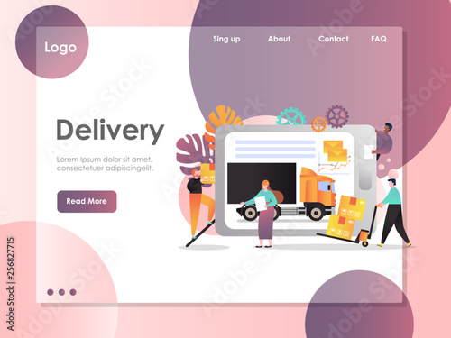Delivery vector website landing page design template