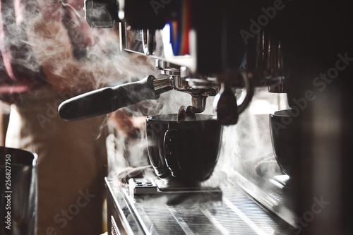 coffee machine making coffee in cafe