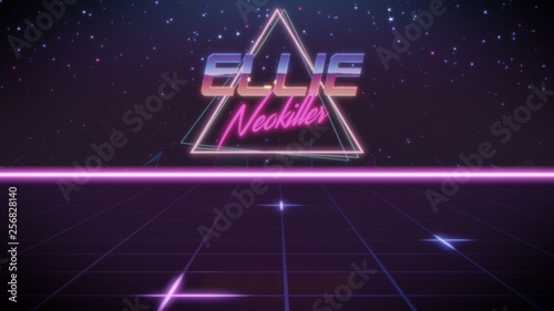 Tableau sur toile first name Ellie in synthwave style