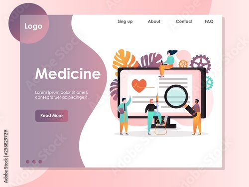 Medicine vector website landing page design template