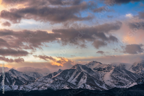 Karachay-Cherkessia mountain ranges at sunrise