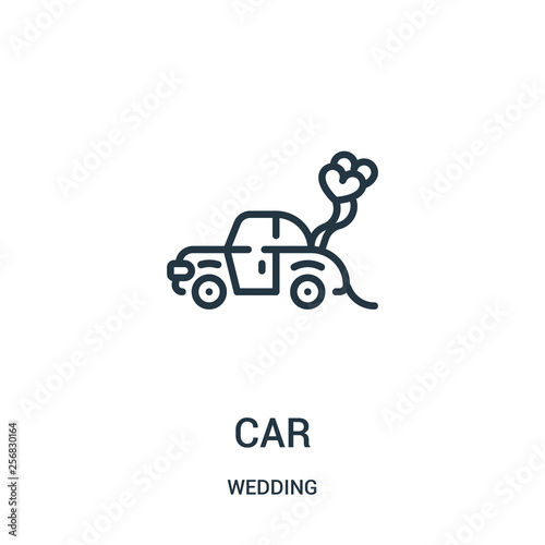 car icon vector from wedding collection. Thin line car outline icon vector illustration. Linear symbol for use on web and mobile apps, logo, print media.