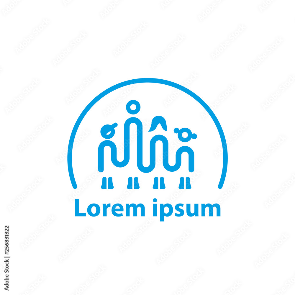 Family one line logo. Simple linear icon with dad, mom, son, daughter and family protection idea. Family one line logo. Simple linear icon with dad, mom, son, daughter and family protection idea.