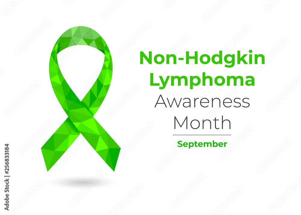 Non-hodgkin Lymphoma Awareness Monthm green polygonal ribbon