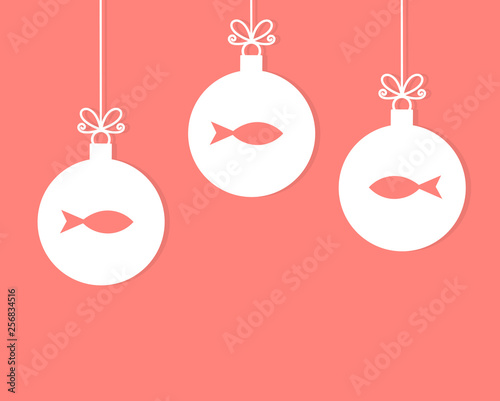 Christmas hanging baubles with fish ornament.