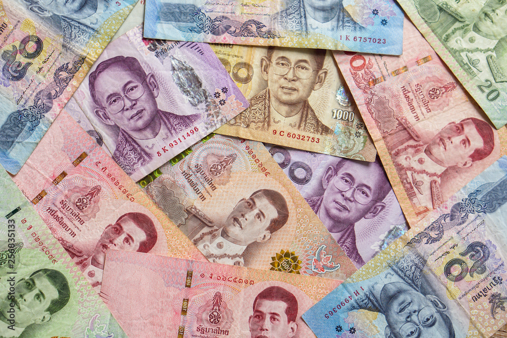 Thai banknotes money background Thai banknotes money background