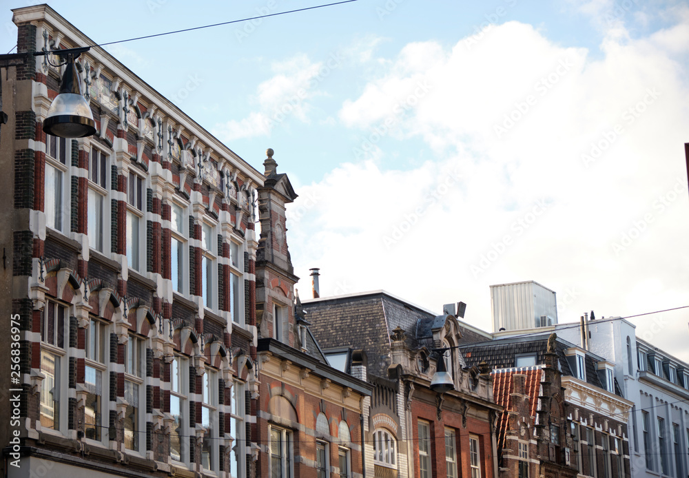 Dordrecht city - typical canal waterways and facade and buildings - Netherlands - Holland.