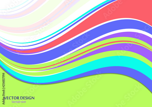 Wavy color stripes, lines. Trendy saturated colors. Bright abstract pattern. Vector background for web design, site, wallpaper, banner, presentation, cover.