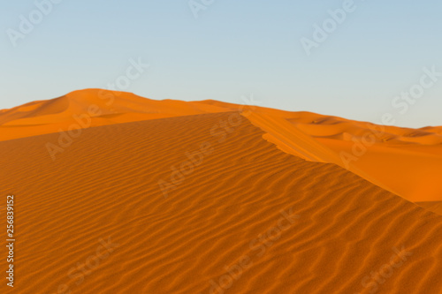 Amazing view of the great sand dunes in the Sahara Desert  Erg Chebbi  Merzouga  Morocco.