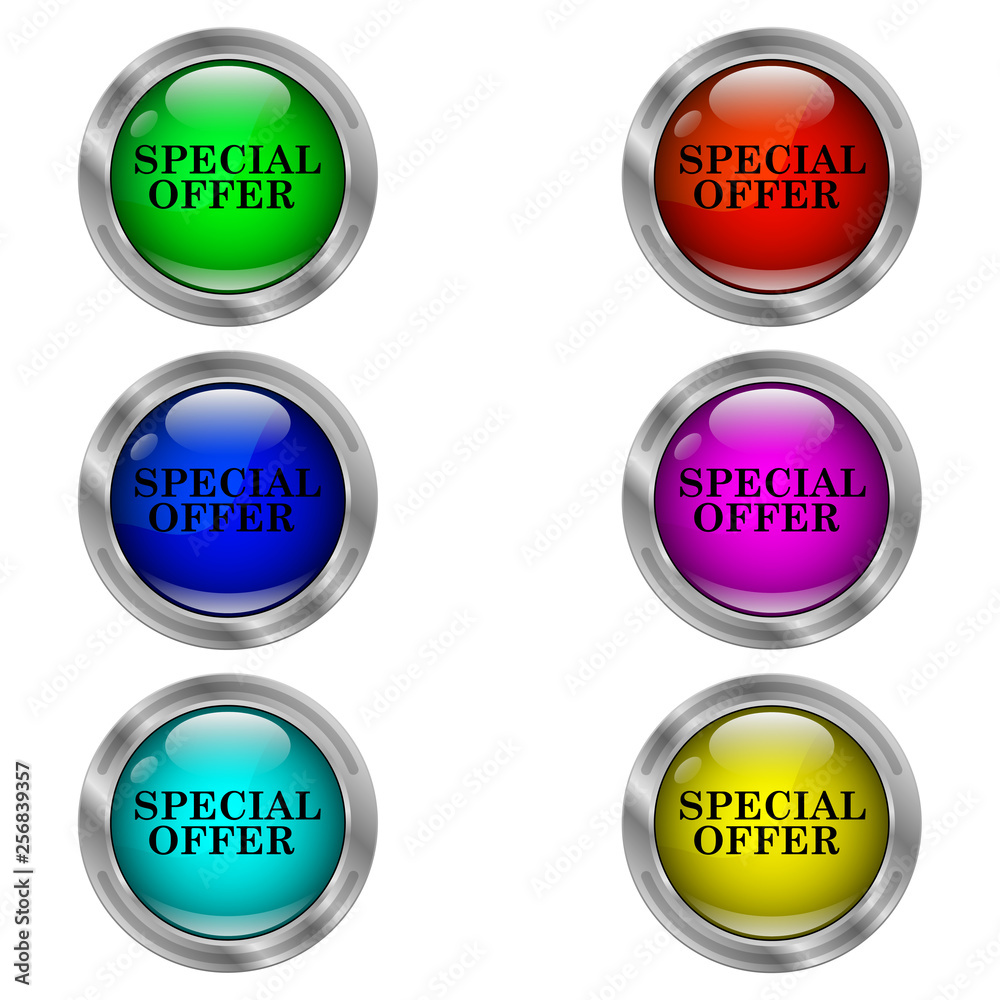 Special offer icon. Set of round color icons. Special offer icon. Set of round color icons.