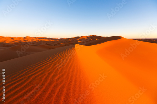 Amazing view of the great sand dunes in the Sahara Desert, Erg Chebbi, Merzouga, Morocco. © A. Zeitler