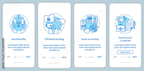 Business ethics onboarding mobile app page screen vector template