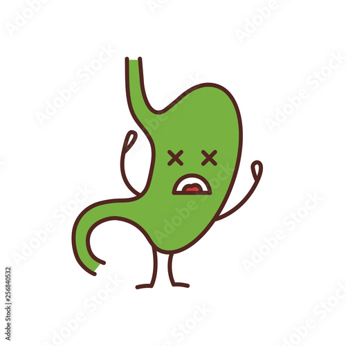 Unhappy stomach character color icon