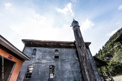 Artvin, Macahel, Turkey - July 25, 2015; An interior view from the historical Camii Mosque in Artvin Macahel  Camili Village. The mosque is famous for its hand painted and wooden ornaments. photo