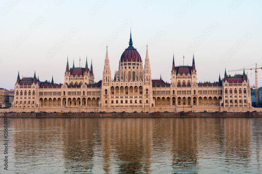 Parliament building in Budapest Hungary on Danube river. famous tourist place.
