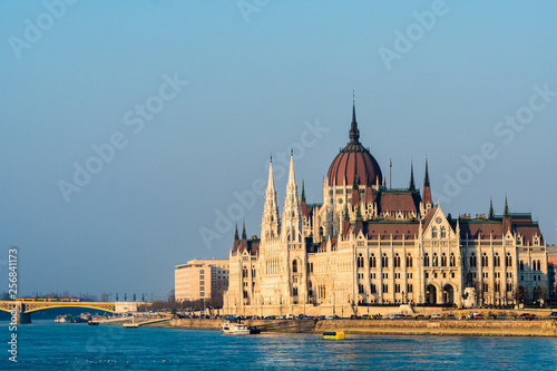 Hungarian Parliament at daytime. Budapest. One of the most beautiful buildings in the Hungarian capital
