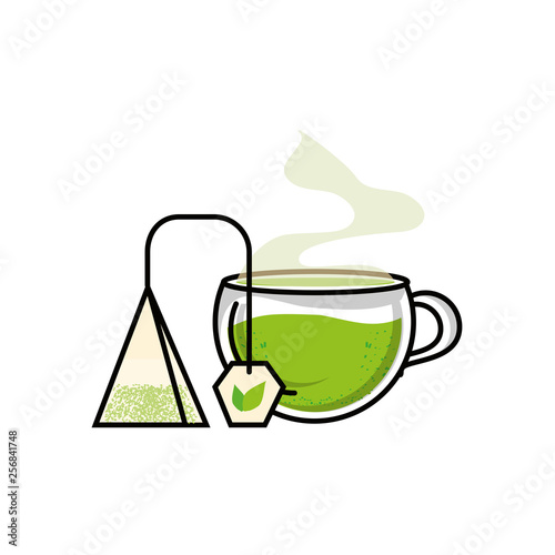 cup with bag tea herb isolated icon